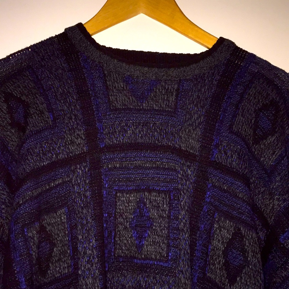 Vintage Retro Blue and Black Sweater